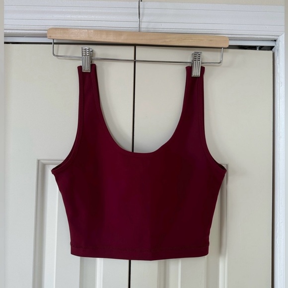 Wardrobe.NYC Activewear Set: Burgundy Crop Top & Sport Leggings - Picture 2 of 3
